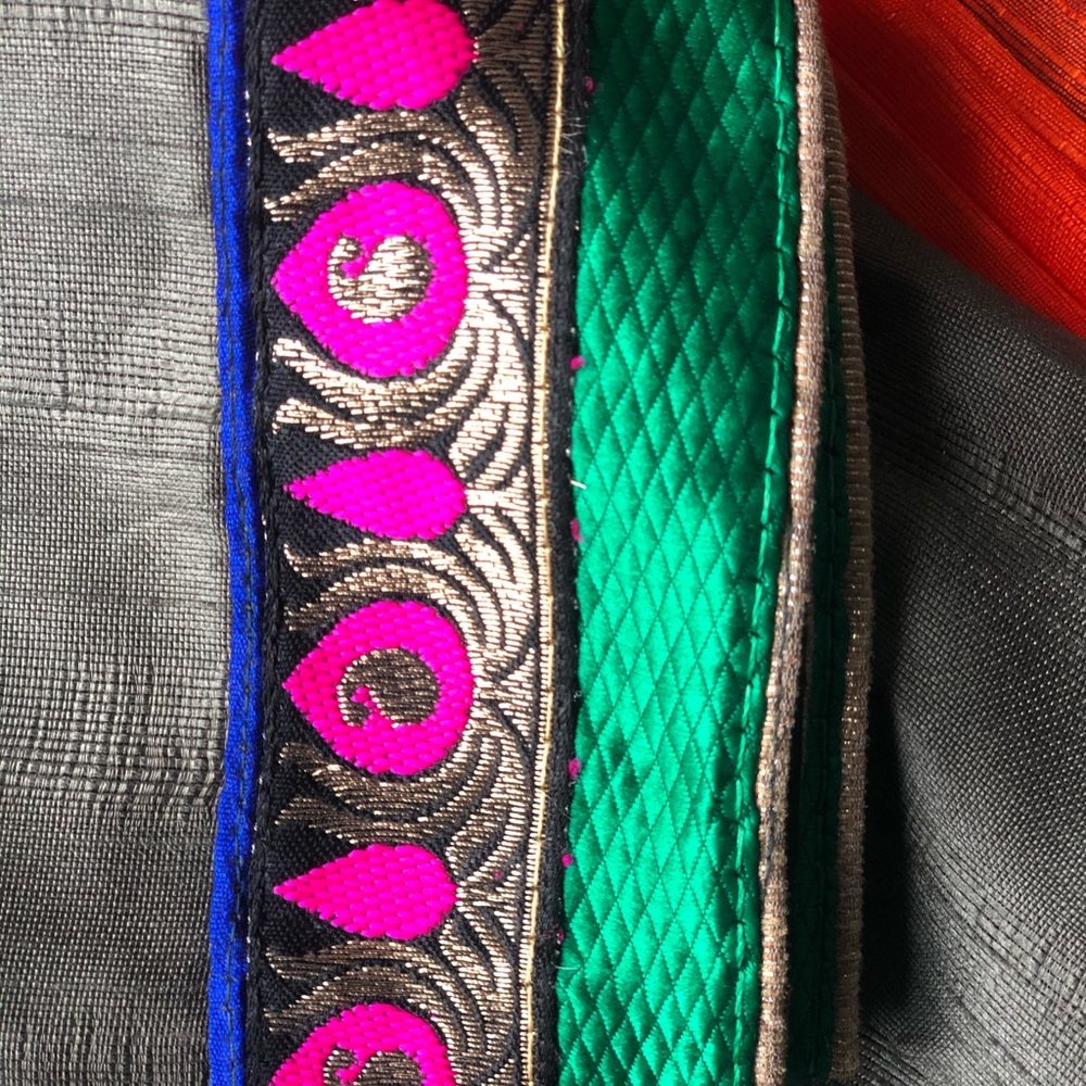 Orange, pink, black saree